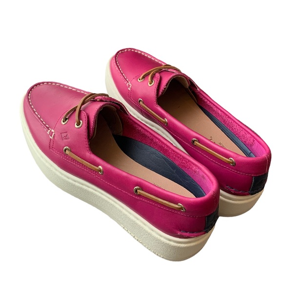 Sperry Pink A/O Top Sider Platform Leather Shoes Size 8.5 - Picture 2 of 16